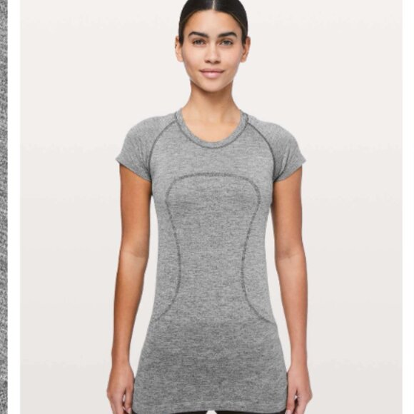 Lululemon Swifty Tech Sparkle Short Sleeve Crew Size 6 - Powder Blue with Silver - Picture 4 of 16